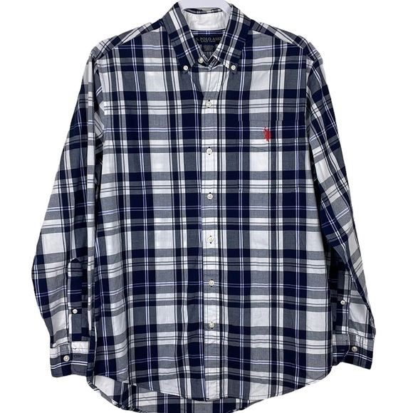 U.S. Polo Assn. Blue Plaid Men’s Button Down. Size Medium - Picture 1 of 8